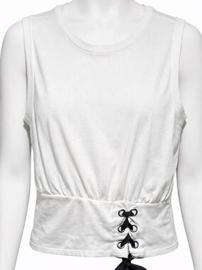 NWOT Zara Women’s White Lace-Up Waist Sleeveless Top